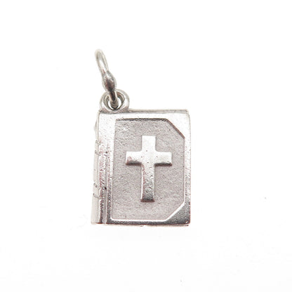 925 Sterling Silver Vintage Holy Bible Mini Charm Pendant