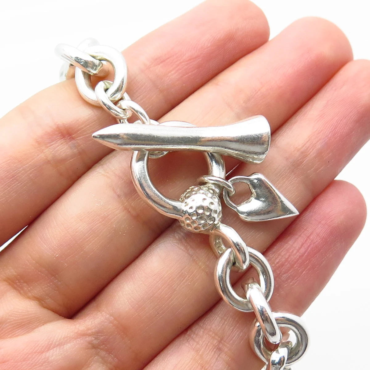 925 Sterling Silver Vintage Rolo Link Bracelet 6.75"