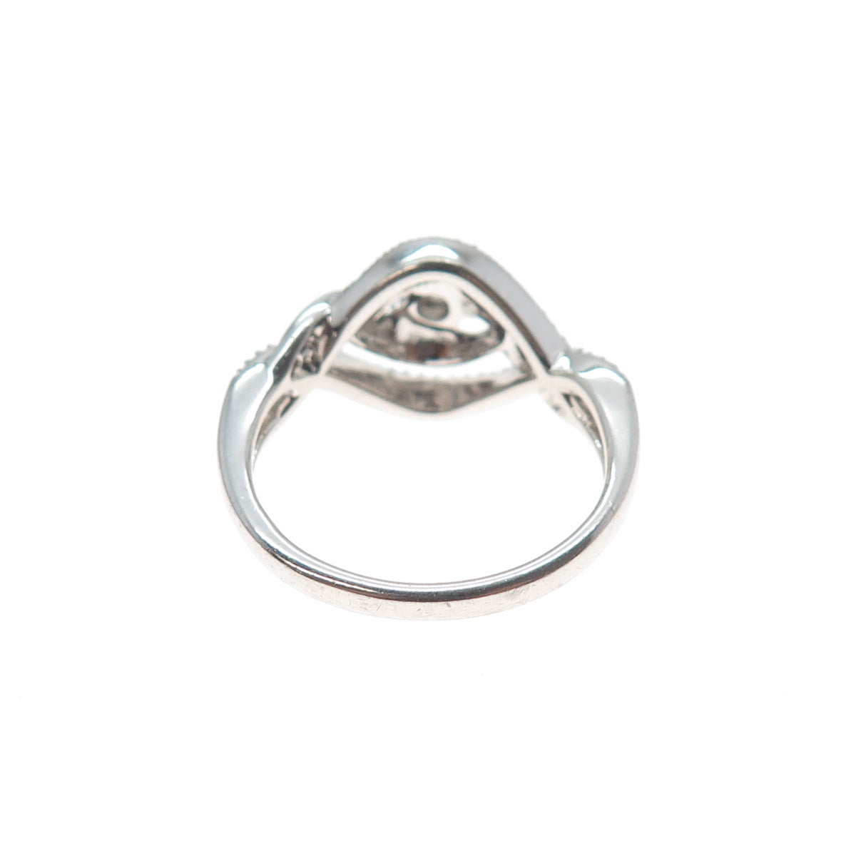 925 Sterling Silver Real Round-Cut Diamond Twisted Ring Size 7