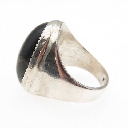 Old Pawn 925 Sterling Silver Vintage Southwestern Black Tiger Eye Ring Size 11.5