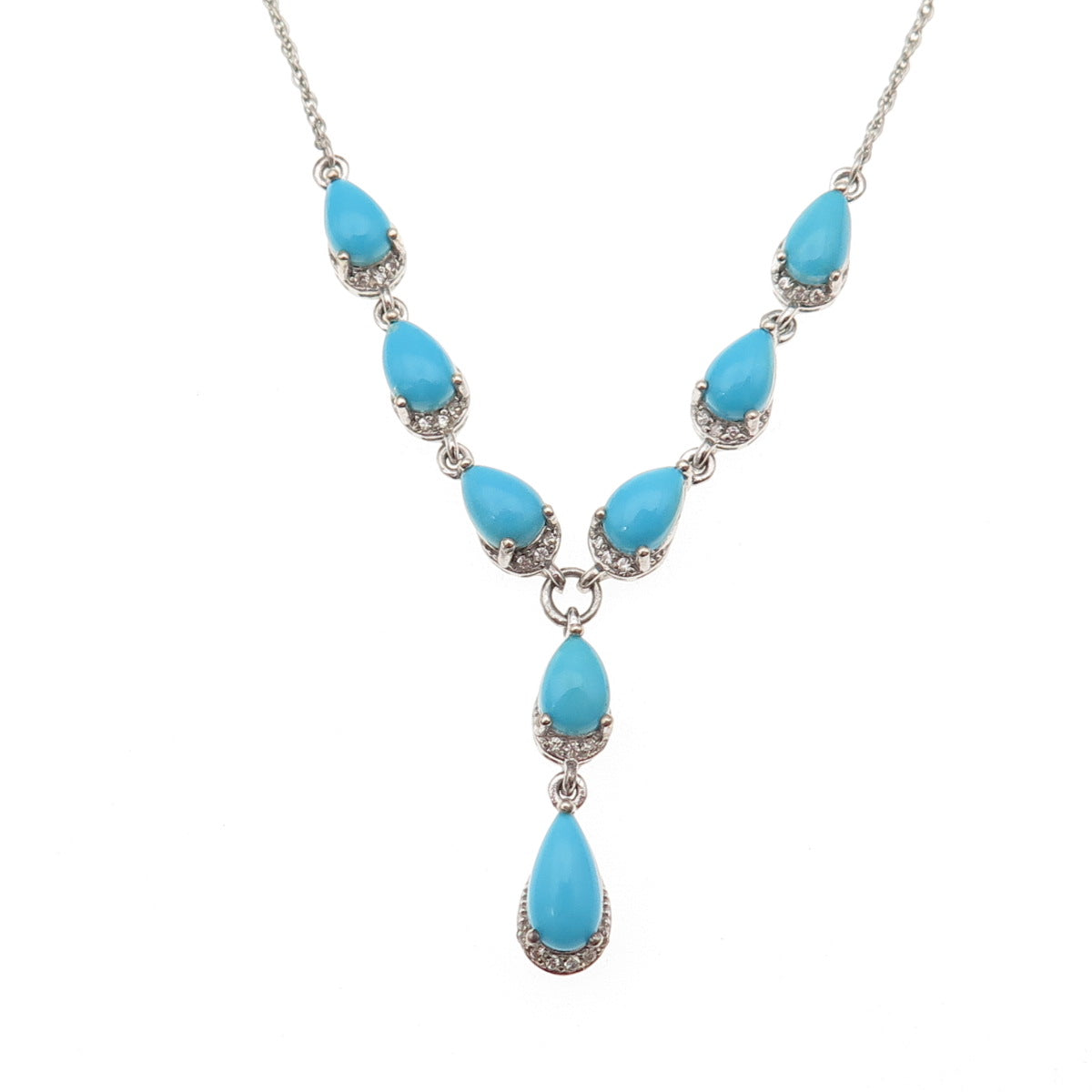 Chuck Clemency 925 Sterling Silver Real Turquoise Singapore Chain Necklace 20"