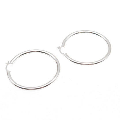 Han 925 Sterling Silver Italy Tube Hoop Earrings