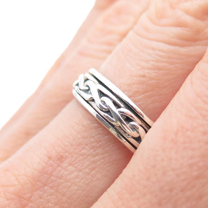 PETER STONE 925 Sterling Silver Vintage Celtic Knot Oxidized Band Ring Size 8
