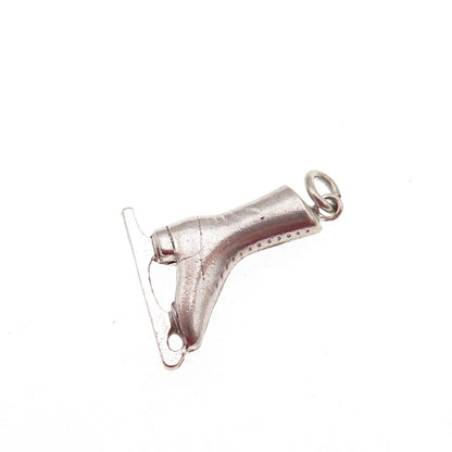925 Sterling Silver Antique Art Deco Ice Skate 3D Mini Charm Pendant