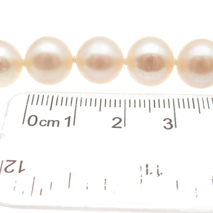 925 Sterling Silver Vintage Real Pearl Beaded Necklace 18"