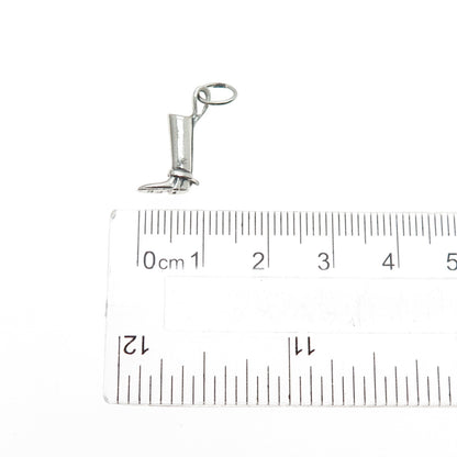 925 Sterling Silver Vintage Horse Riding Boot Oxidized Mini Charm Pendant