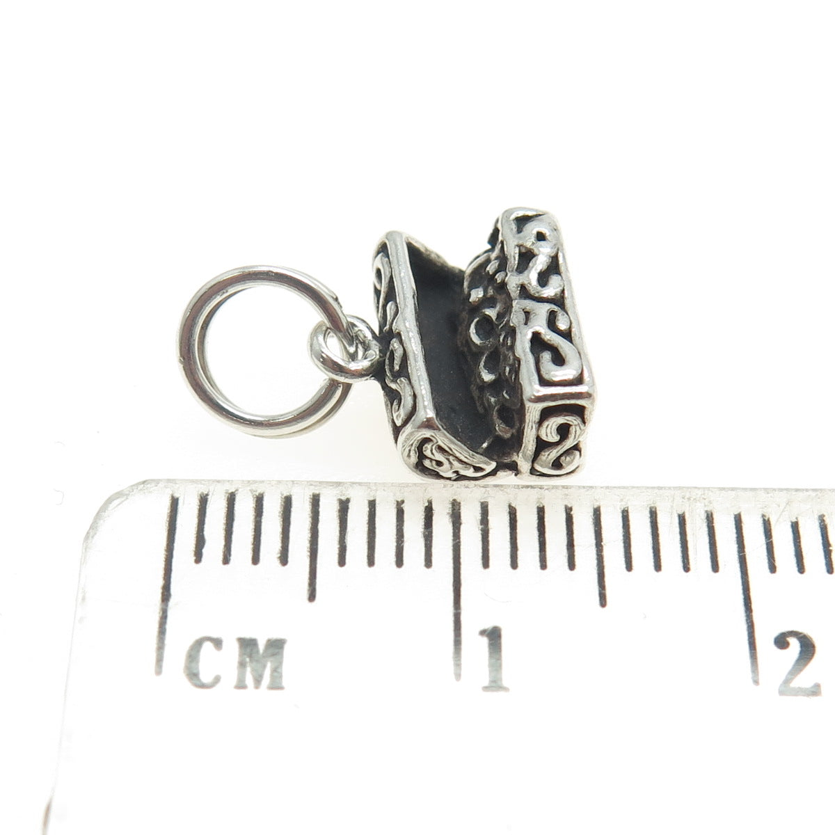 SUNWEST 925 Sterling Silver Vintage Treasure Chest Minimalist Charm Pendant