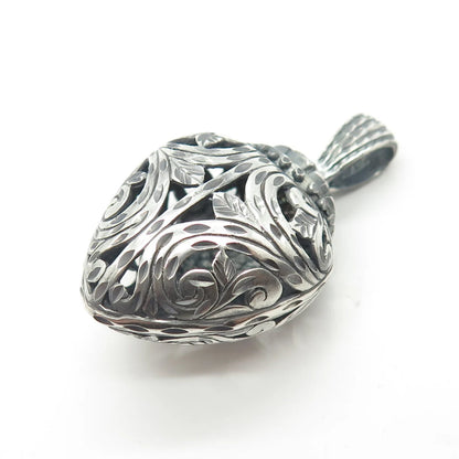 925 Sterling Silver Vintage Ornate 3D Pendant