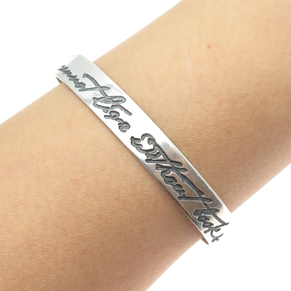 HAND & HAMMER Sterling Silver Vintage "I Cannot Live Without Books" Bracelet 7"