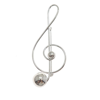 LANG 925 Sterling Silver Antique Art Deco Treble Clef Music Note Pin Brooch