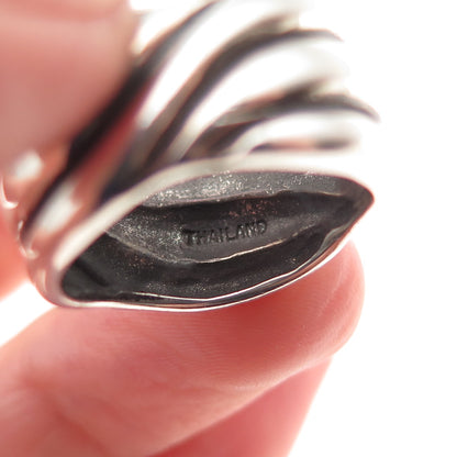 Chapal Zenray 925 Sterling Silver Vintage Modernist Oxidized Ring Size 7.75