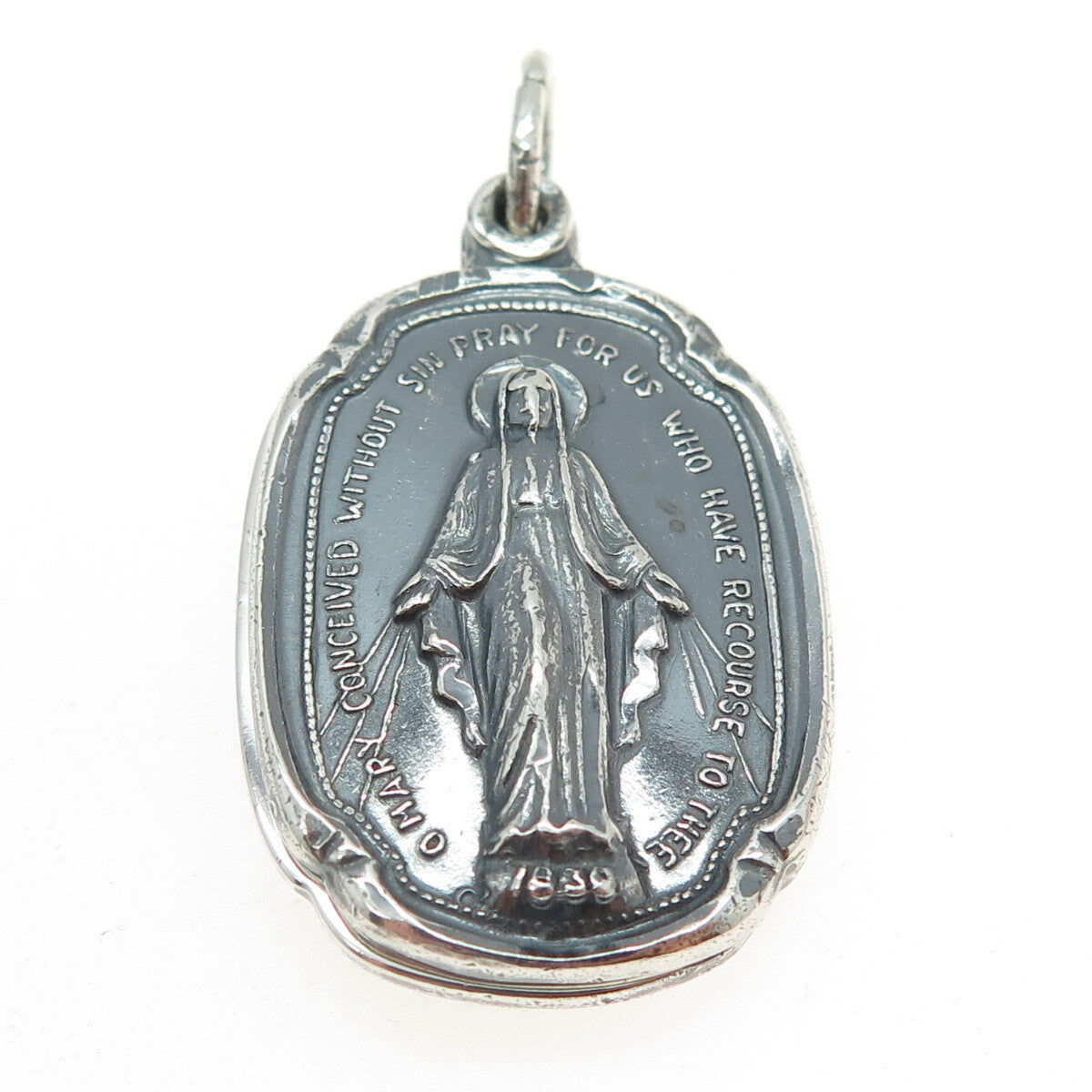 M. DE JEAN 925 Sterling Silver Antique St. Mary & Christopher Slide Pendant