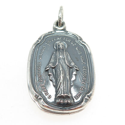 M. DE JEAN 925 Sterling Silver Antique St. Mary & Christopher Slide Pendant