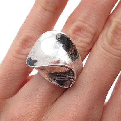 925 Sterling Silver Vintage Mexico Modernist Oxidized Ring Size 5.5