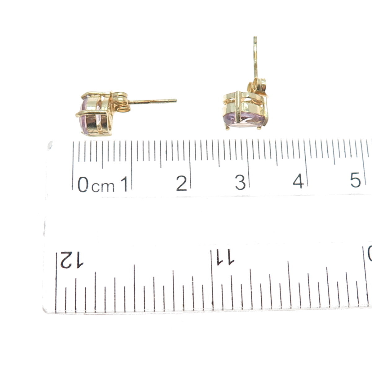 925 Sterling Silver Gold Plated Real Pear-Cut Amethyst Stud Earrings