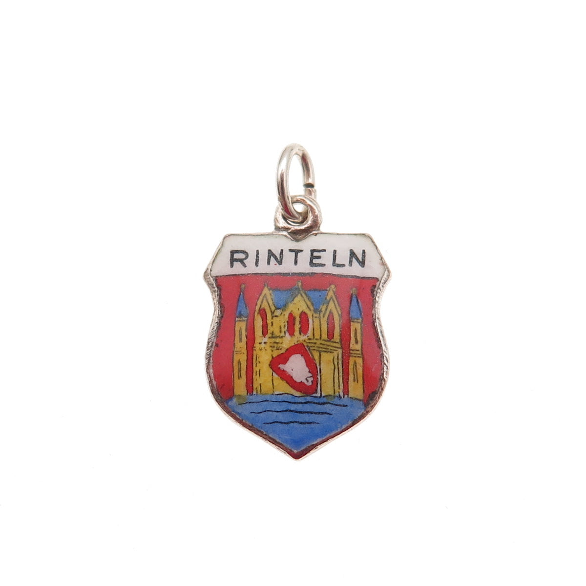 Fritz Reu & Co. 800 Silver Vintage Enamel Rinteln Mini Charm Pendant