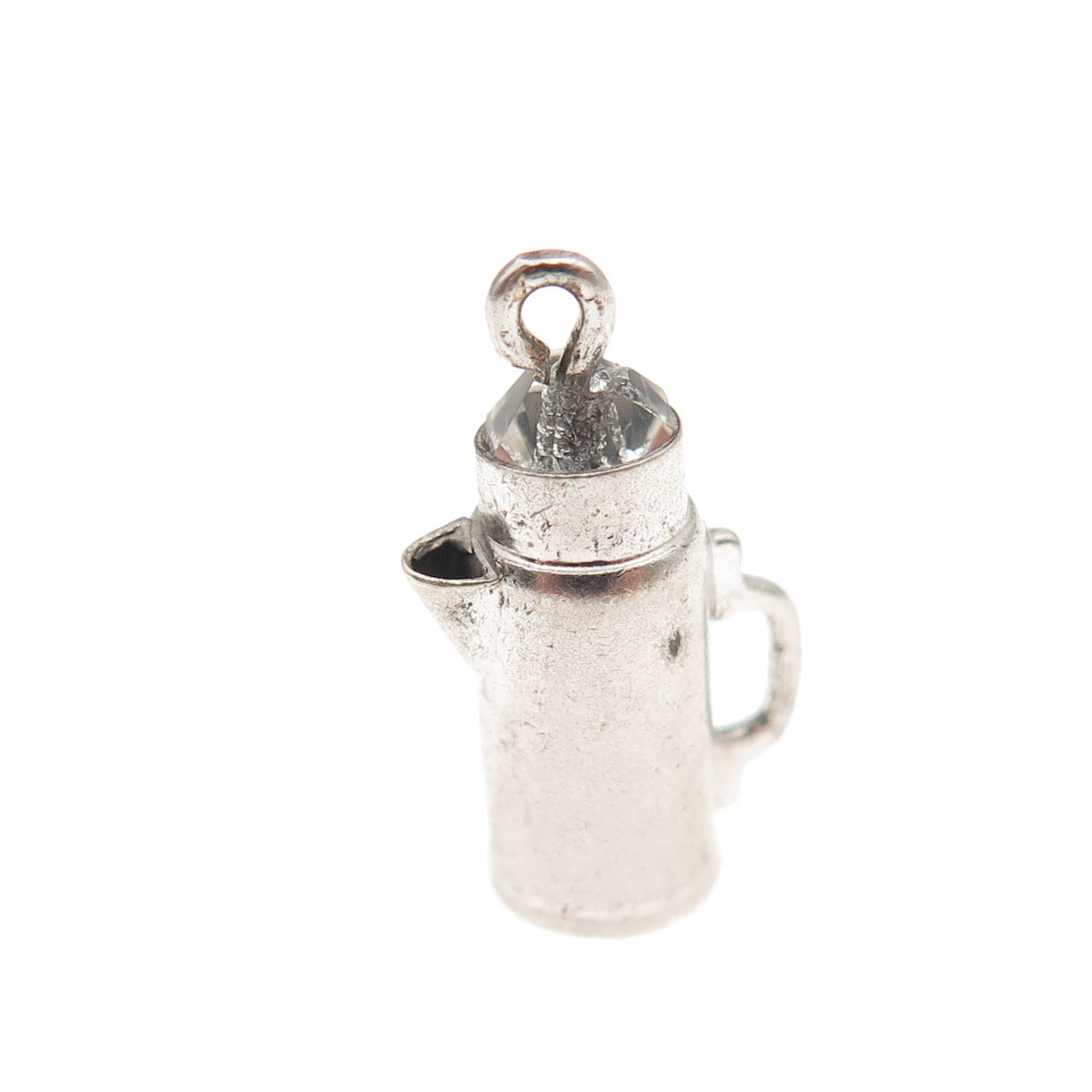 925 Sterling Silver Antique Art Deco Coffeepot 3D Mini Charm Pendant