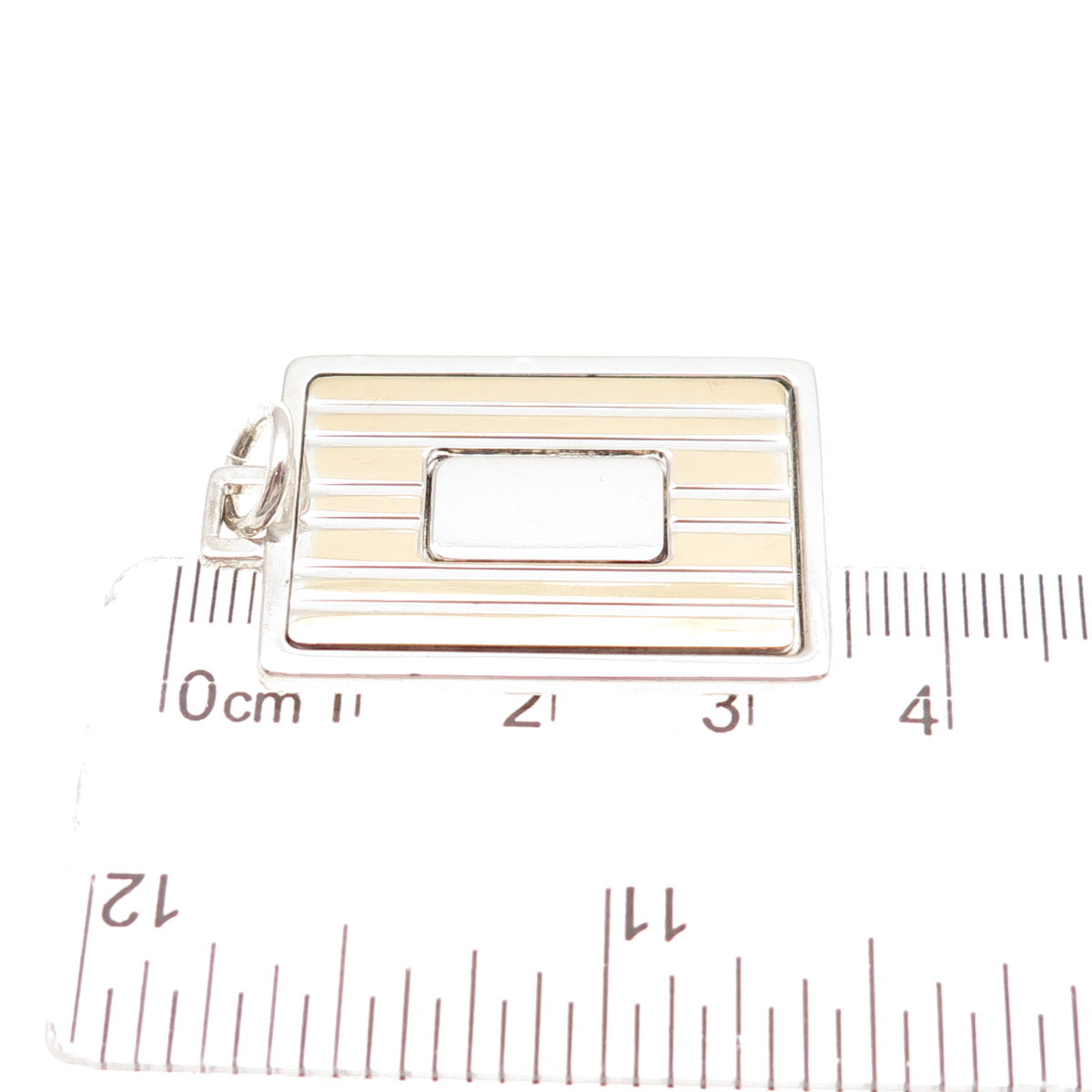 Anson 925 Sterling Silver 18K Gold Vintage Rectangle Tag Charm Pendant
