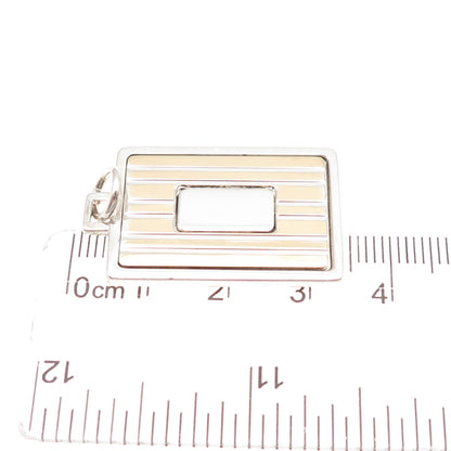 Anson 925 Sterling Silver 18K Gold Vintage Rectangle Tag Charm Pendant