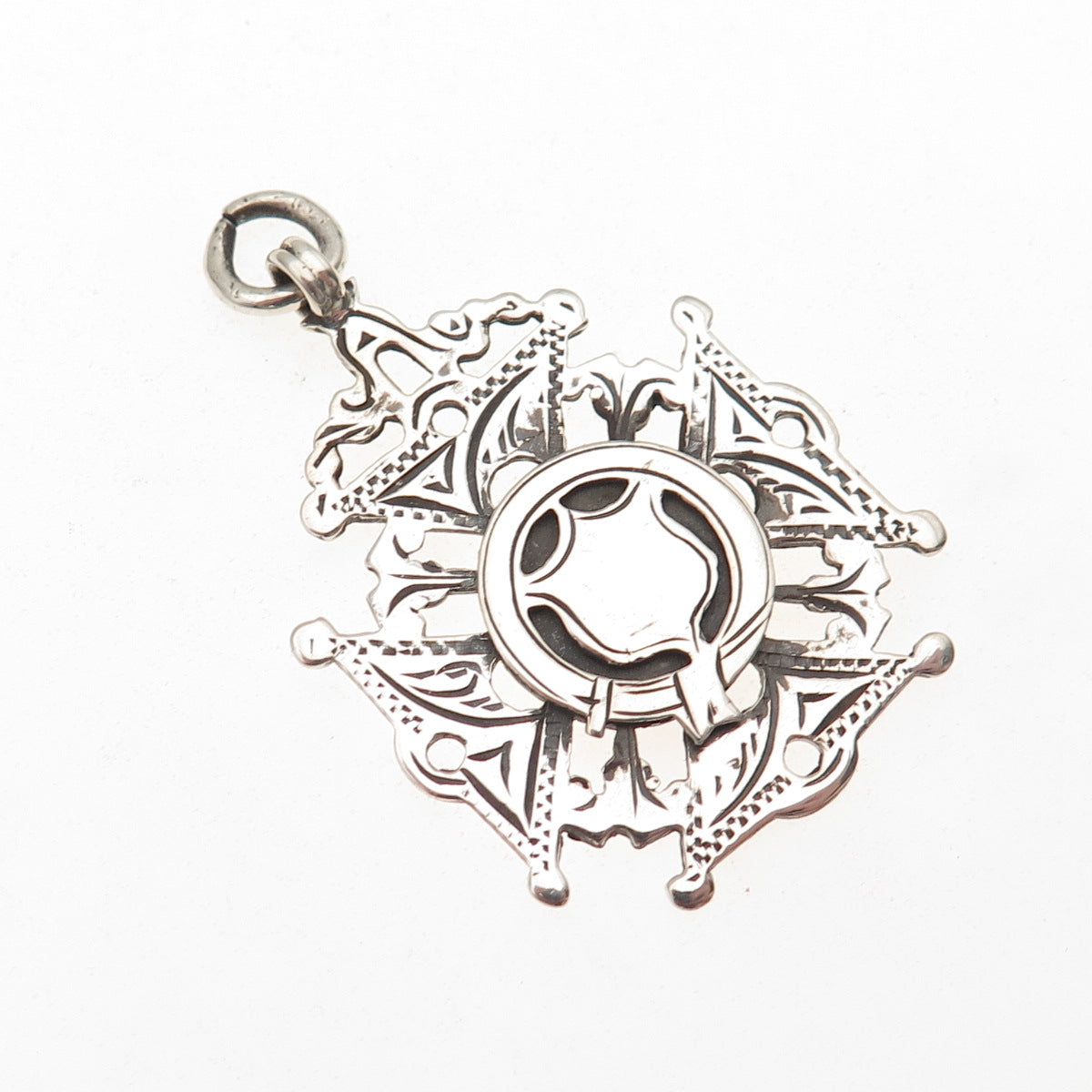 Herbert Bushell & Son Sterling Silver Antique 1928 Birmingham Cross Fob Pendant