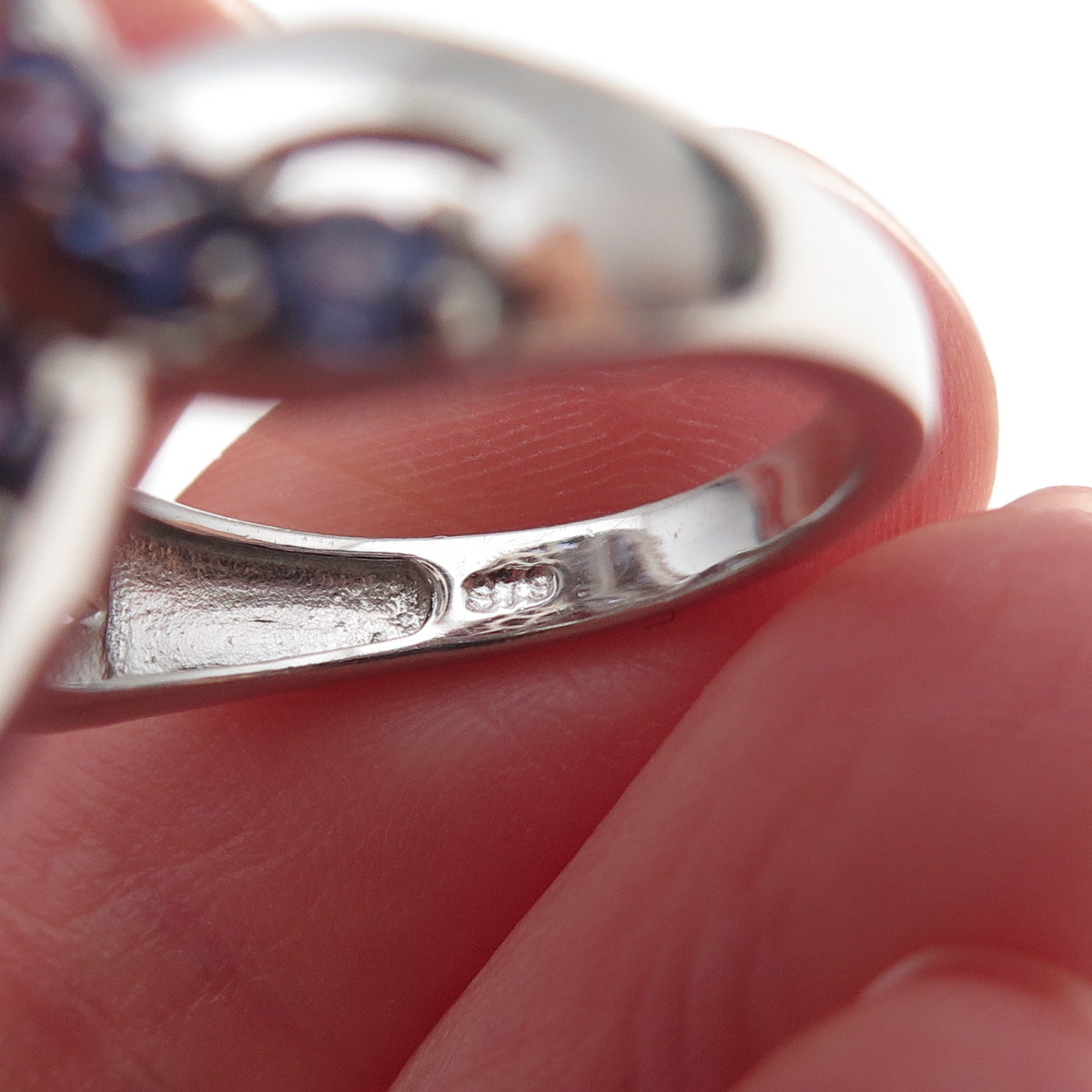 Chuck Clemency 925 Sterling Silver Real Tanzanite & White Topaz Ring Size 8.25