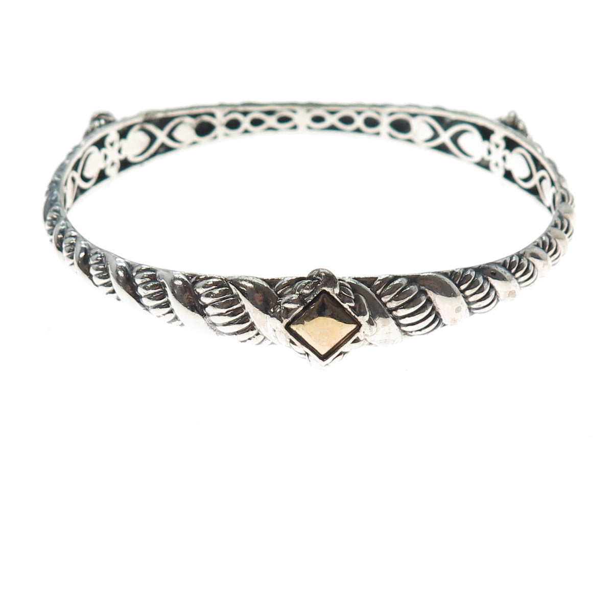 JAI by John Hardy 14K Gold 925 Sterling Silver Bangle Bracelet 8"