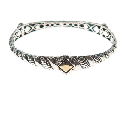 JAI by John Hardy 14K Gold 925 Sterling Silver Bangle Bracelet 8"