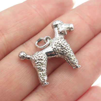 925 Sterling Silver Vintage Poodle Dog 3D Pendant