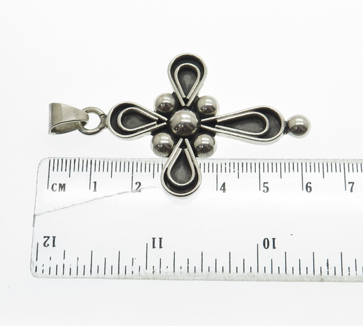 BERNICE 925 Sterling Silver Vintage Mexico Cross Religious Oxidized Pendant