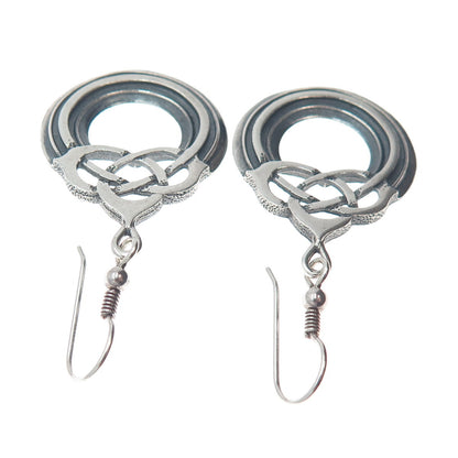OLA M GORIE 925 Sterling Vintage Edinburgh Celtic Oxidized Dangle Earrings