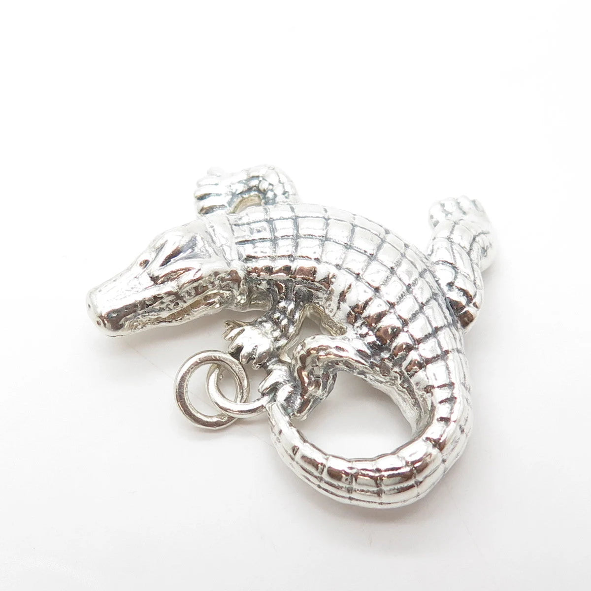 925 Sterling Silver Vintage Crocodile Pendant