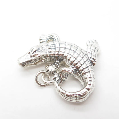 925 Sterling Silver Vintage Crocodile Pendant