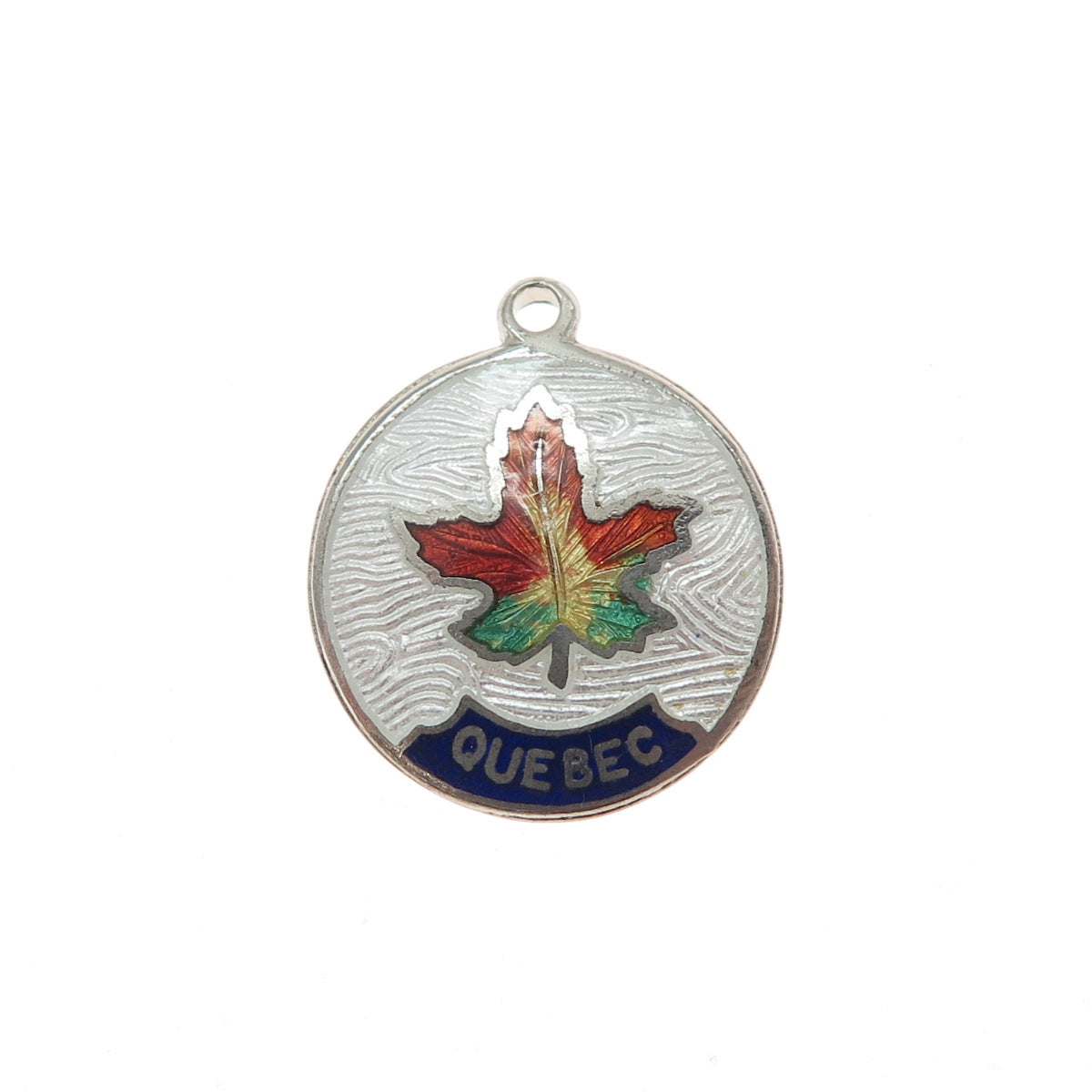 BREADNER CO. 925 Sterling Antique Enamel Quebec Maple Leaf Minimalist Pendant