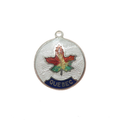 BREADNER CO. 925 Sterling Antique Enamel Quebec Maple Leaf Minimalist Pendant