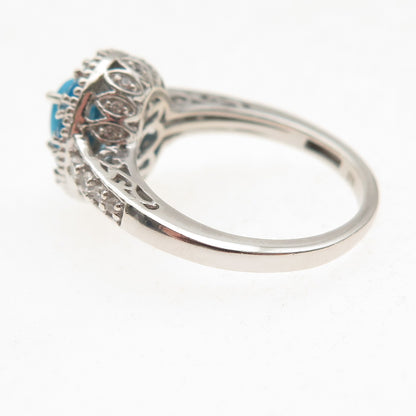 Chuck Clemency 925 Sterling Real Turquoise Apatite & White Topaz Ring Size 8