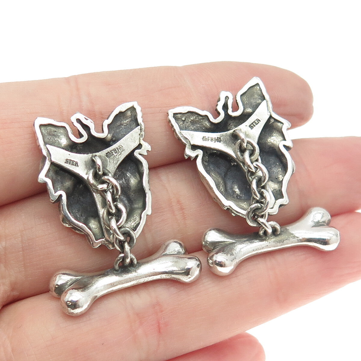 925 Sterling Silver Vintage Yorkshire Terrier Oxidized Cufflinks