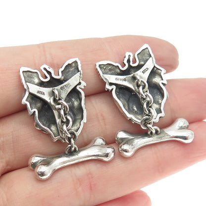 925 Sterling Silver Vintage Yorkshire Terrier Oxidized Cufflinks