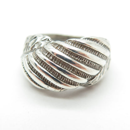 925 Sterling Silver Vintage Twisted Ribbed Pattern Dome Ring Size 7