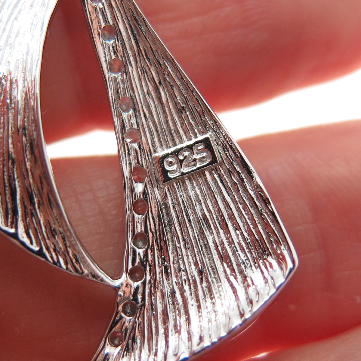 925 Sterling Silver Round-Cut C Z Modernist Petal Slide Charm Pendant