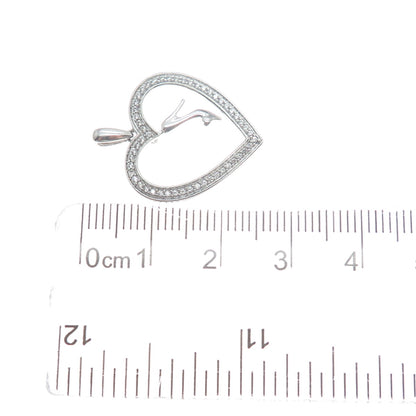 925 Sterling Silver Round-Cut C Z Ladies High Heel Shoe Heart Charm Pendant