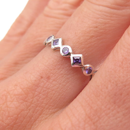 Silpada 925 Sterling Silver Vintage Real Amethyst All Around Band Ring Size 8.25