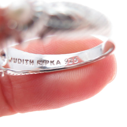 JUDITH RIPKA 925 Sterling Silver Real Pearl 3-Station Ring Size 10