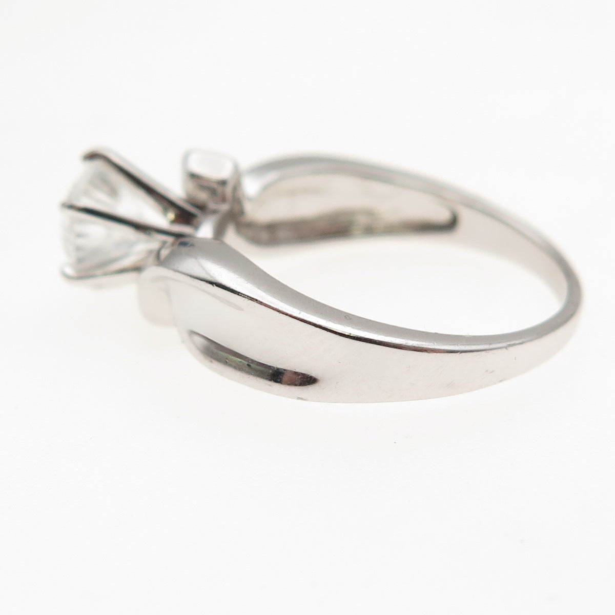 925 Sterling Silver Round-Cut C Z Engagement Bypass Ring Size 7.25