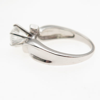 925 Sterling Silver Round-Cut C Z Engagement Bypass Ring Size 7.25