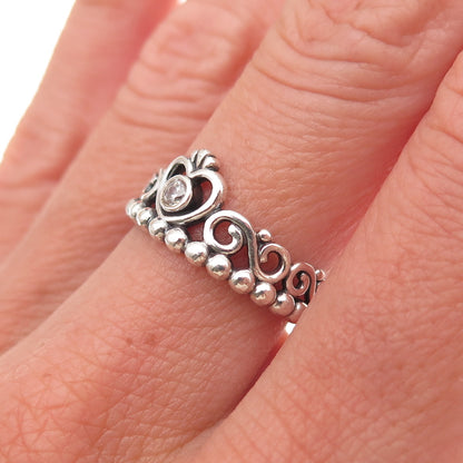 Pandora 925 Sterling Silver C Z My Princess Tiara Ring Size 5.75