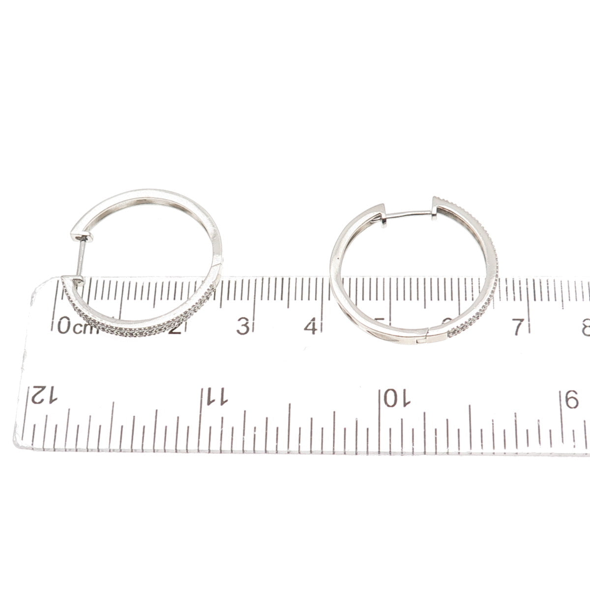 925 Sterling Silver Real Round-Cut Diamond Hoop Earrings