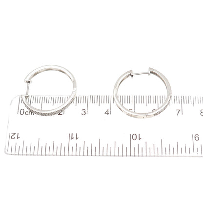 925 Sterling Silver Real Round-Cut Diamond Hoop Earrings