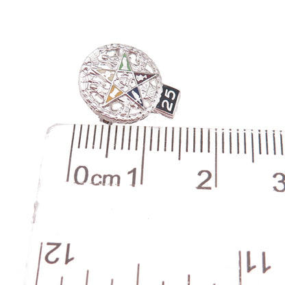 925 Sterling Silver Antique Enamel Order of the Eastern Star 25 Years Pin Brooch