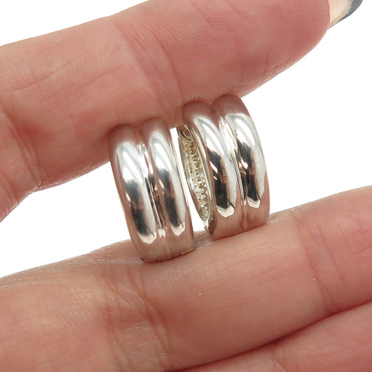 925 Sterling Silver Vintage Puffy Hoop Earrings