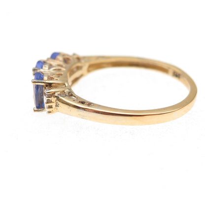 Chuck Clemency Sterling Silver Gold Plated Real Diamond & Tanzanite Ring Size 8